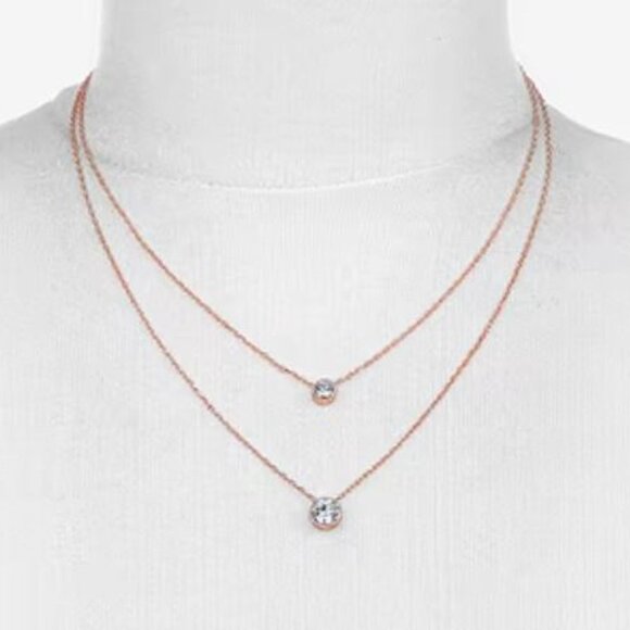 Bijoux Bar Rose Tone Slider Pendant 16 Inch Link Strand Necklace NIB - Picture 3 of 3